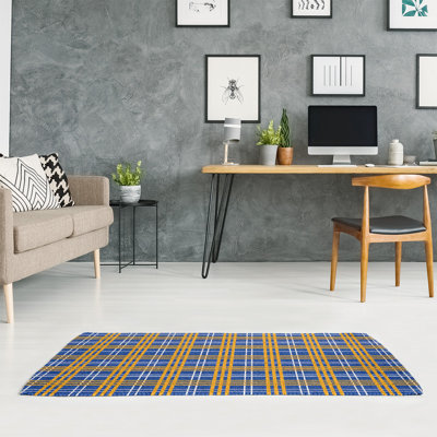 Tapis à carreaux bleu