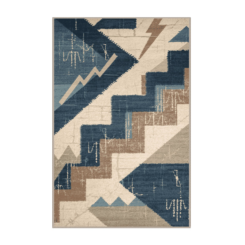 Machine Washable Ottoline Global Inspired Block Print Rug in Gray – Binding, 2 x 4