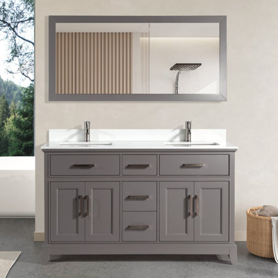  Ensemble de meuble-lavabo double 60 "avec miroir 60"