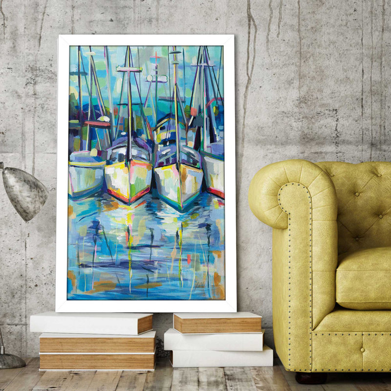 Morning Dock - Peinture, Cadre blanc, H 39,5 po x l 27,5 po x P 0,75 po