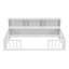 Lit simple au sol avec bibliothèque de chevet, tablettes et garde-corps, conception peu encombrante pour les enfants, structure en bois blanc durable-1086317933-1086317930
