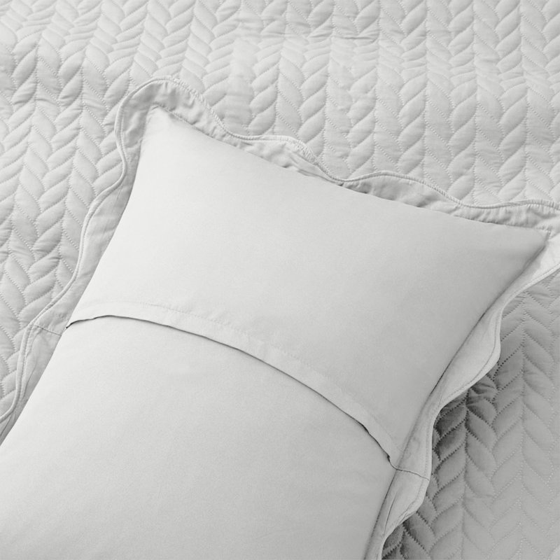 Ensemble de couvre-lit léger en relief à motif de chevrons 3 pièces Moonlight, Blanc
