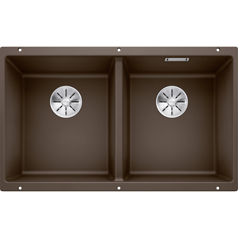 Subline Double Bowl Undermount Kitchen Sink, Coffee