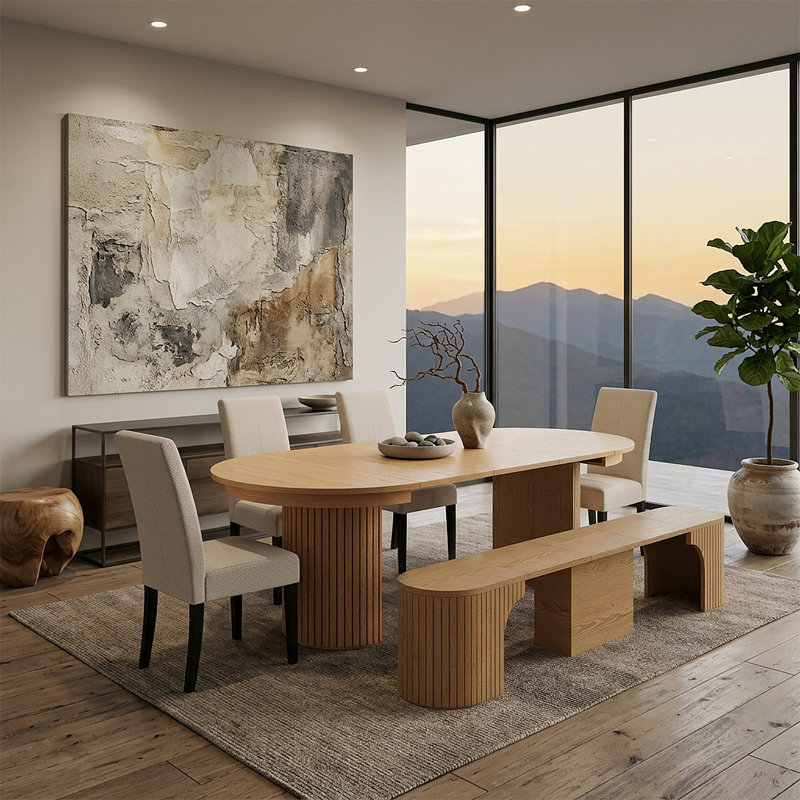 Ensemble de table de salle à manger, chaise de salle à manger et banc 6 pièces