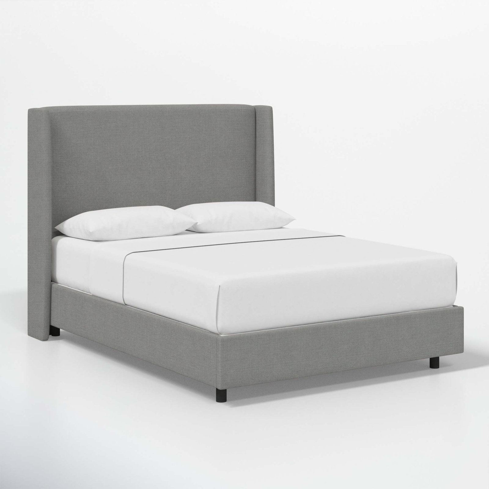 Tilly Linen Upholstered Wingback Bed, Full, Classic Grey Linen