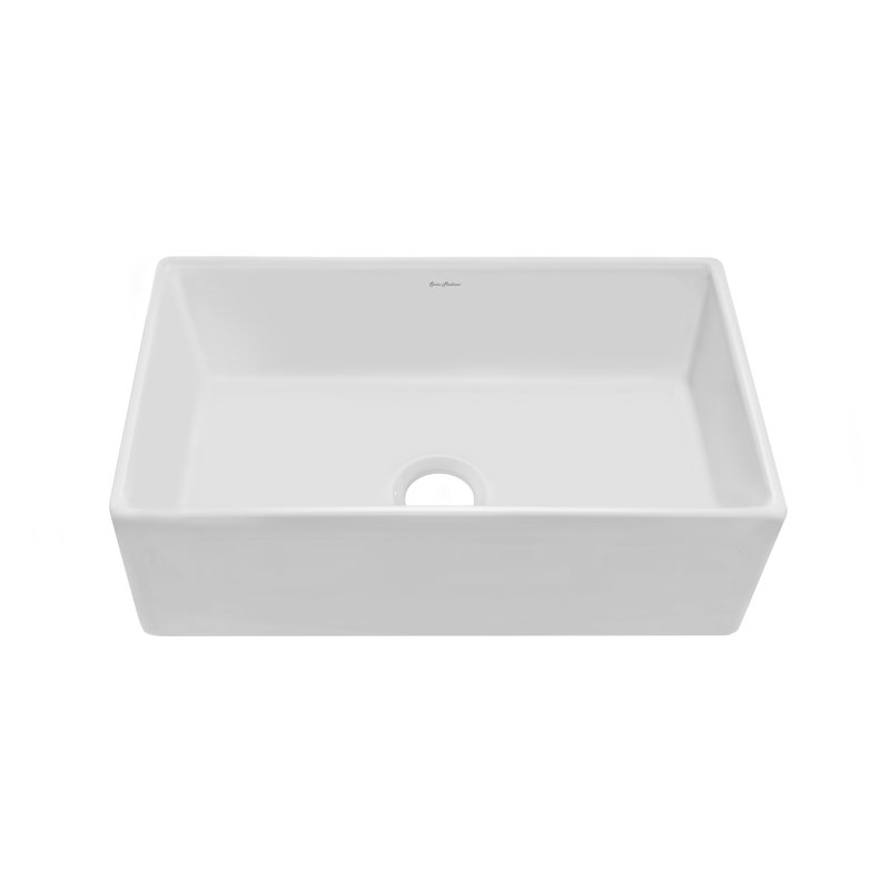 Lyon 30 x 18 Fireclay, Single Basin, Farmhouse Kitchen Sink in White, White