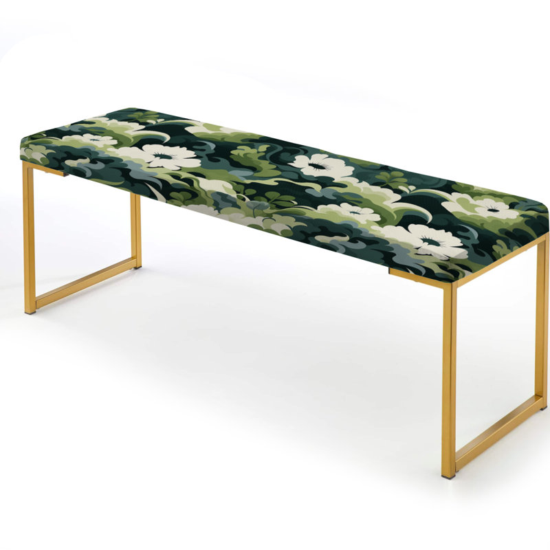 Zen Floral Retreat - Banc rembourré floral doré