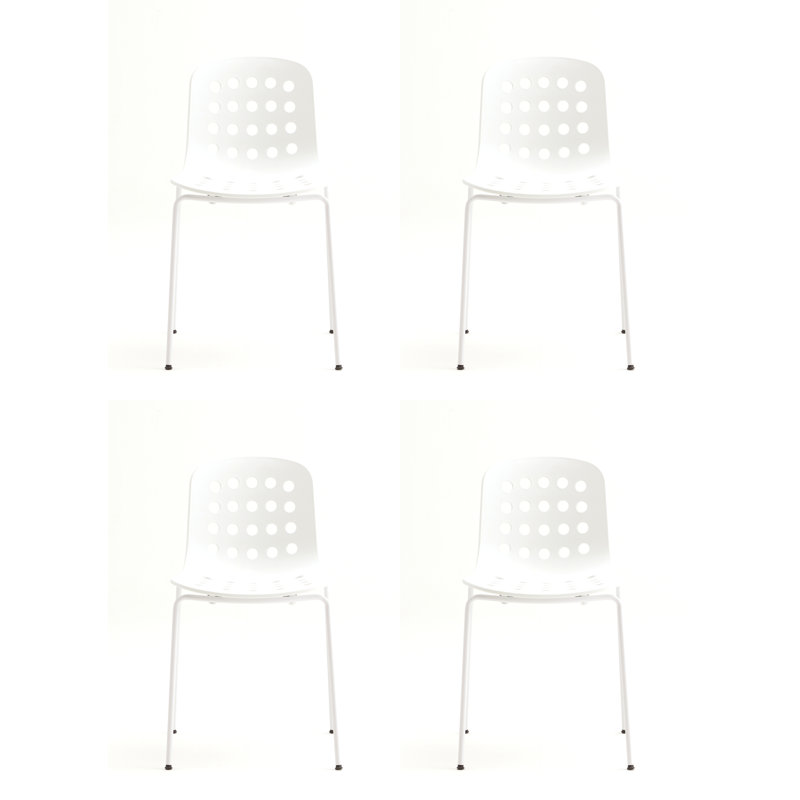 Holi Stacking Perforated Side Chair, White