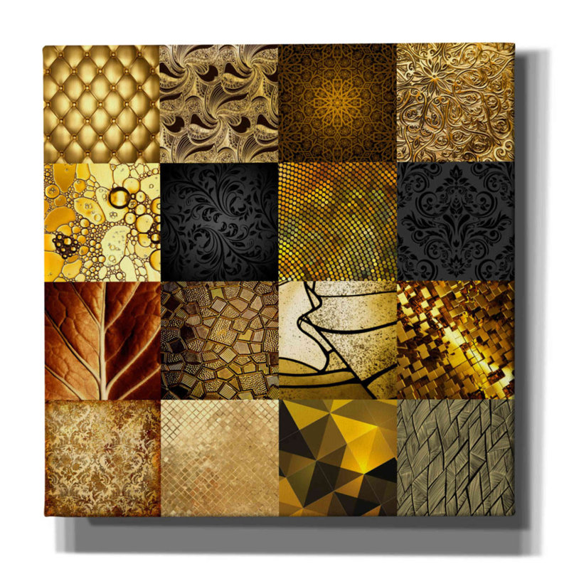 «Tiles Decor Gold» par GraphINC Studio, reproduction sur toile tendue, H 12 po x l 12 po x P 0,75 po