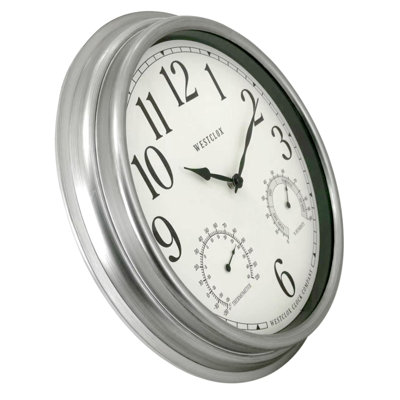 16" INDOOR/OUTDOOR WALL CLOCK, SILVER FINISH