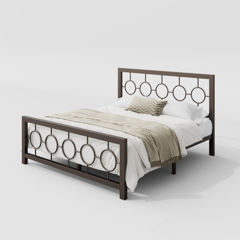 Bloneva Metal Open-Frame Bed, Queen, Brown