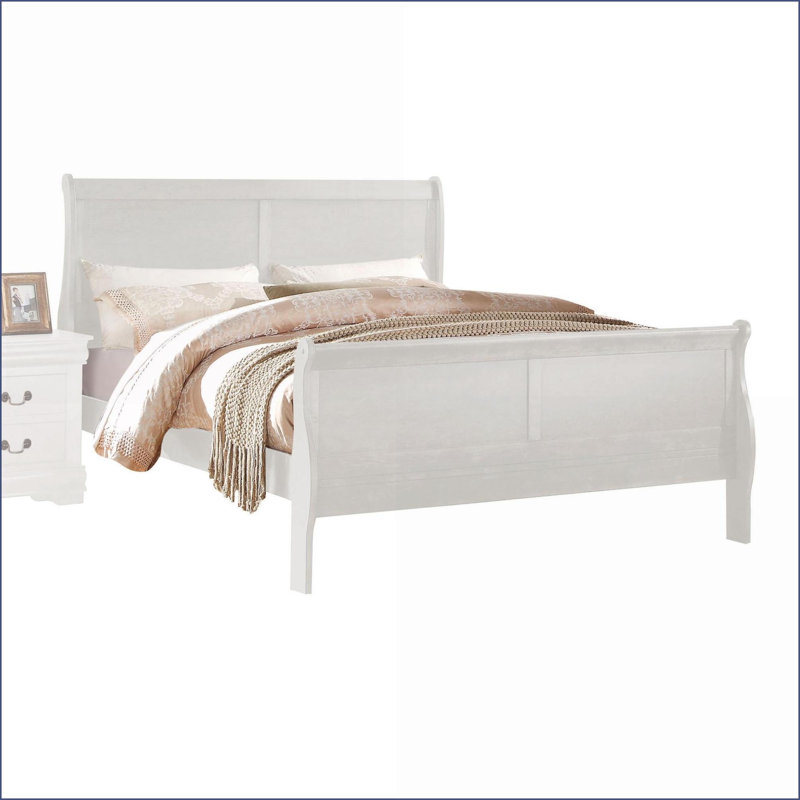 Ensemble de chambre à coucher, lit-bateau 2 pièces Eastern King Traditional Table de chevet | Blanc | Lits-bateau, Blanc