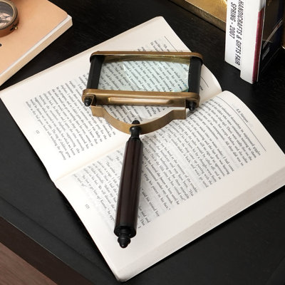 Vintage Rectangular Magnifying Glass with Metal Frame - Black 