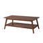 Table basse rectangulaire en bois massif avec tablette de rangement inférieure, idéale pour le salon, la maison, un appartement ou un bureau.
