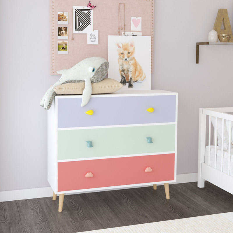 Commode 3 tiroirs pour enfants, Coloré