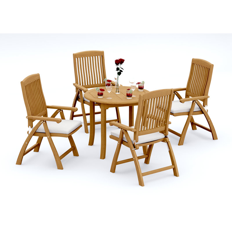 Marley Outdoor - Piece Teak Dining Set, 30" H x 48" W x 48" D, 4