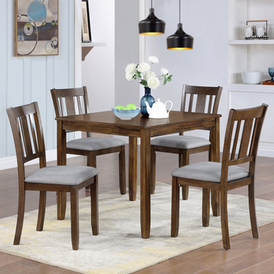 Ensemble de salle à manger 5 pièces en bois élégant: table et 4 chaises, pour 4 personnes