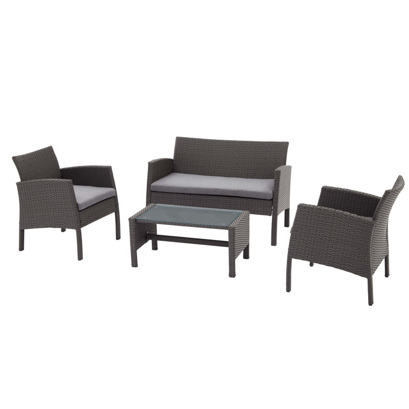  4 - Person Seating Group with Cushions, Grey