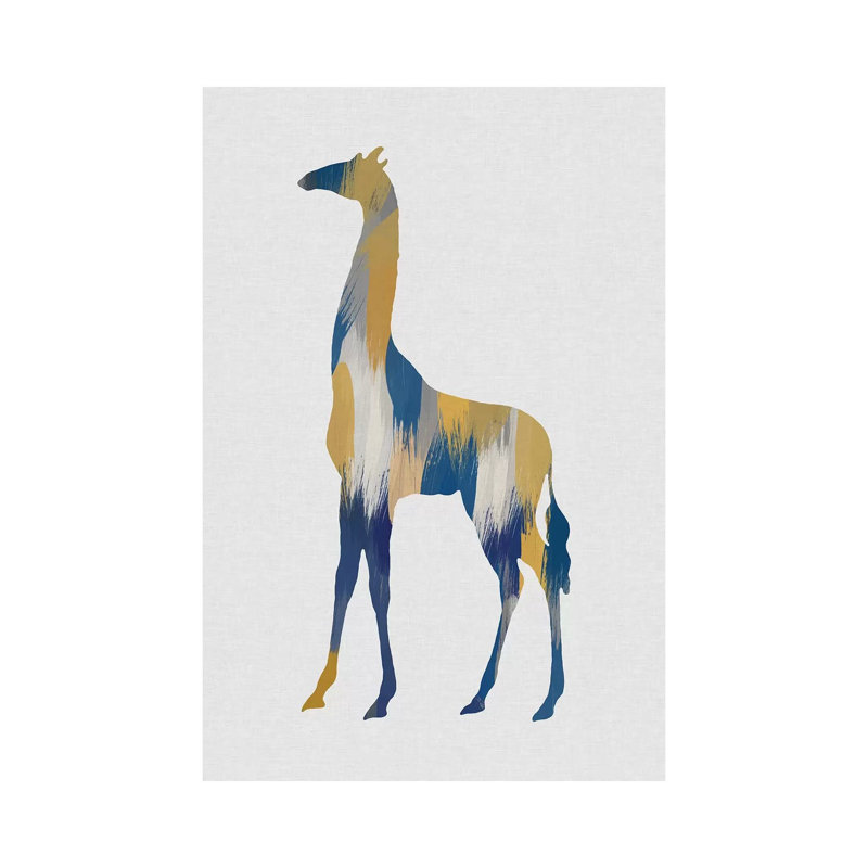 Giraffe Blue And Yellow by Orara Studio - Wrapped Canvas Gallery-Wrapped Canvas Giclée, 20.32 cm H x 30.48 cm W