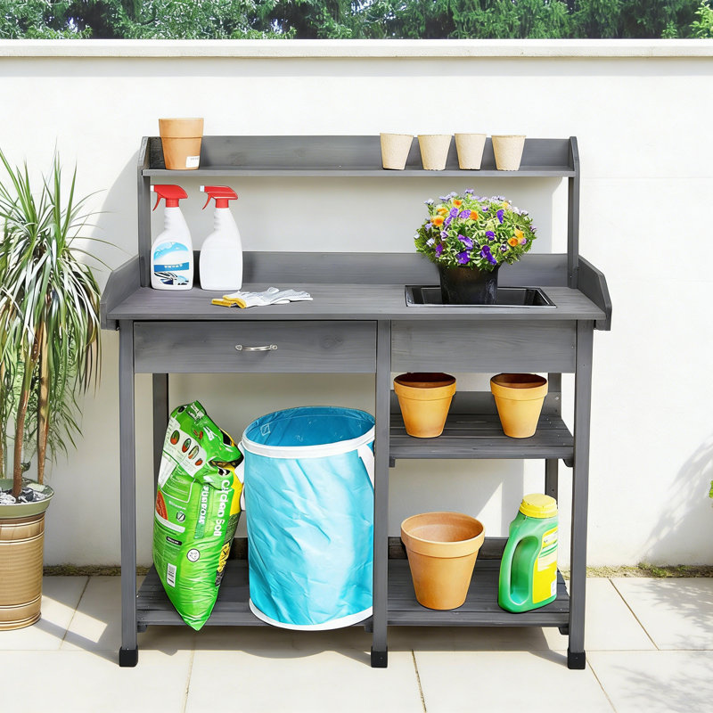 Manufactured Wood Potting Bench, Grey