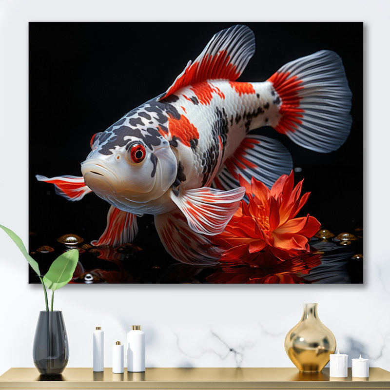 «Coral Kois Fish», impression sur toile, H 12 po x l 20 po x P 1 po, Toile tendue