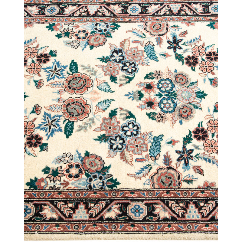 Hayner One-of-a-Kind Hand-Knotted New Age 2'6" x 14' Runner Wool Area Rug in Ivory/Blue/Red