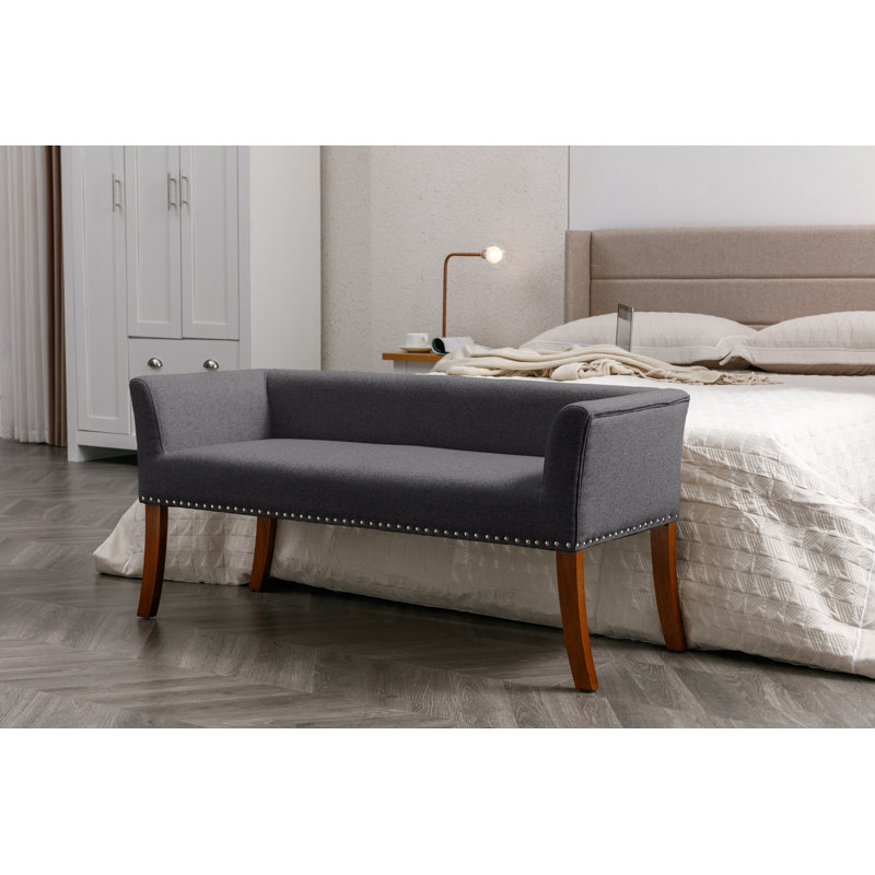 Amaiya Upholstered Bench, Dark Grey