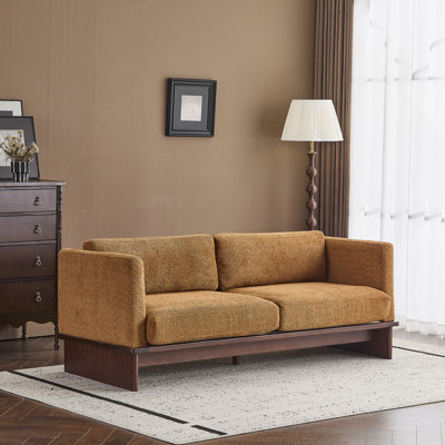 Canapé rembourré 77 po à accoudoirs carrés moderne de 77 po avec base en bois massif - Collection Nomad