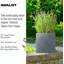 Grey Concrete Effect Square Planter, Frostproof Outdoor Plant Pot, Concrete Textured Flower Box, Garden Planter Box with Drainage Holes-87693419