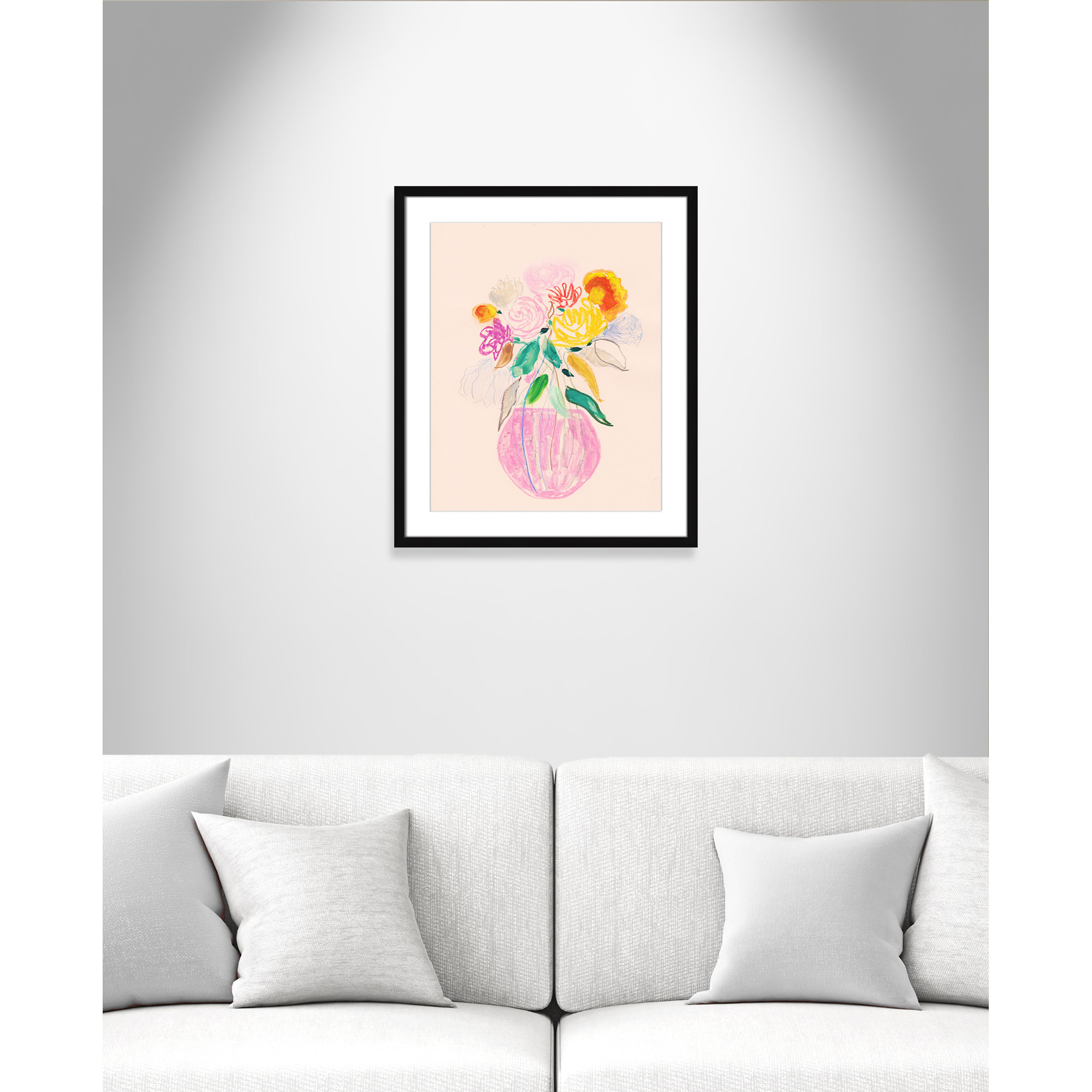 Simple Floral I Print by Bea Dina, Black Single Picture Framed Paper, White, 25.5" H x 21.5" W x 1.25" D
