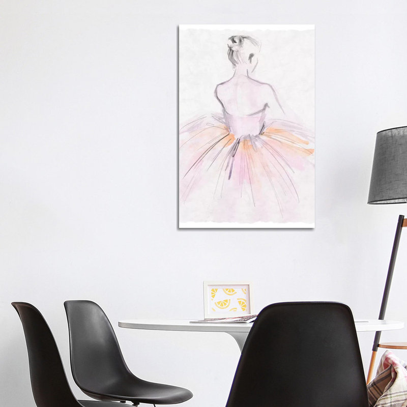 «Watercolor Ballerina II» par Jennifer Paxton Parker - peinture sur toile tendue, H 40 po x l 26 po x P 1,5 po