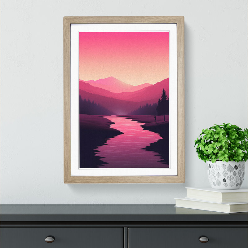 Stream Minimalism - Framed Print, Oak, 64" H x 46" W x 2" D