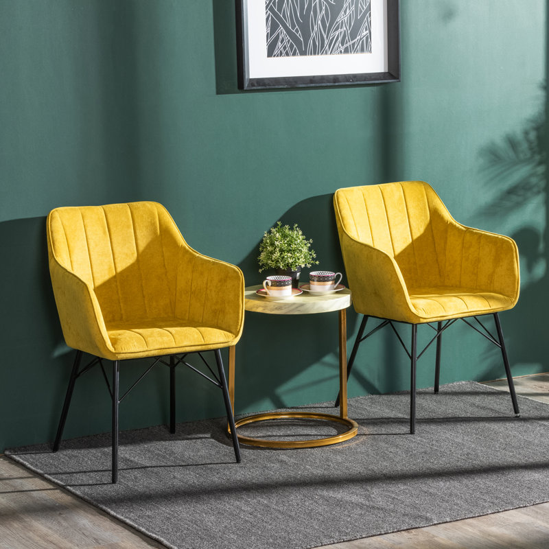 Priscila Upholstered Chair, Yellow