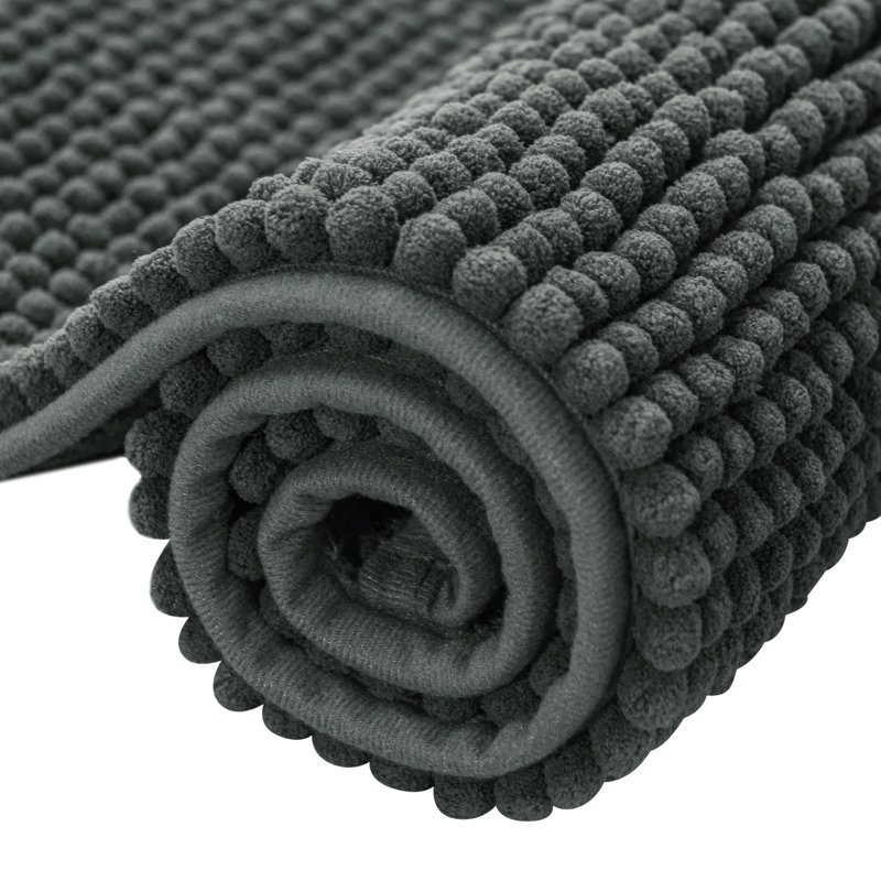 Tapis pour salle de bain Azriah Luxury Chenille, Gris, L 16 po x L 24 po