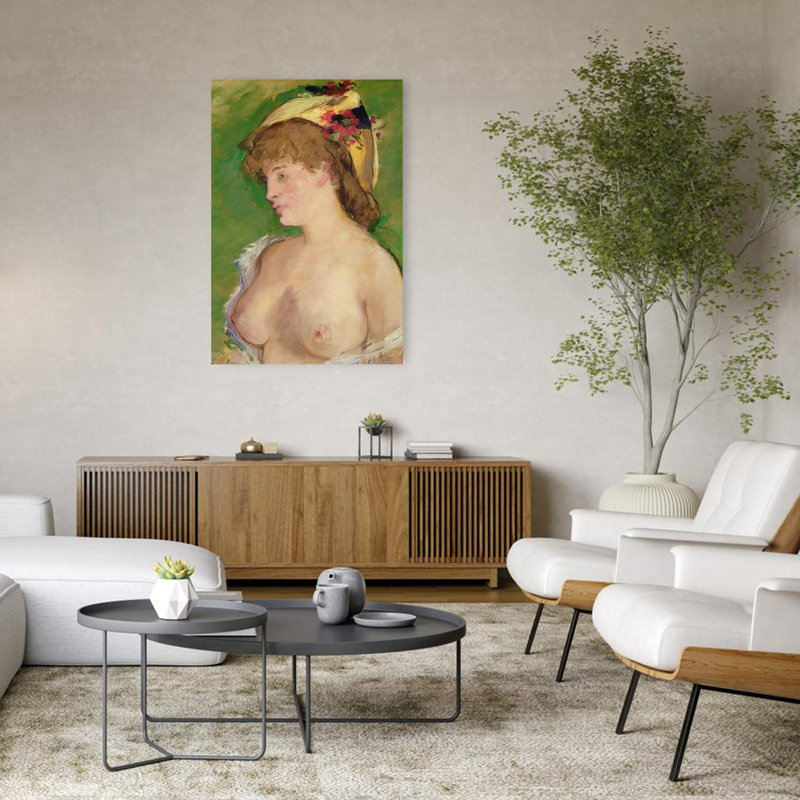 La Blonde aux seins nus, 1878, estampe d'art mural abstraite impressionniste contemporaine représentant un paysage