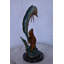 Statue Dorado ou Mahi Mahi avec corail en bronze - Taille: L 5 po x l 10 po x H 19 po