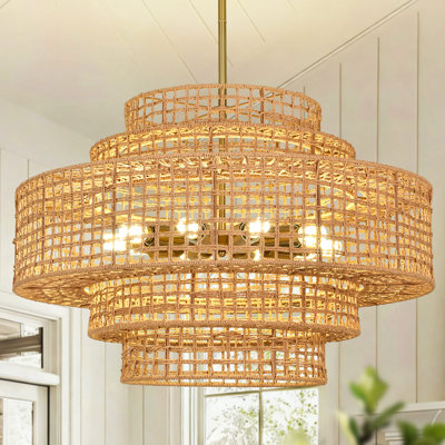 Luminaire de lustre en rotin Boho