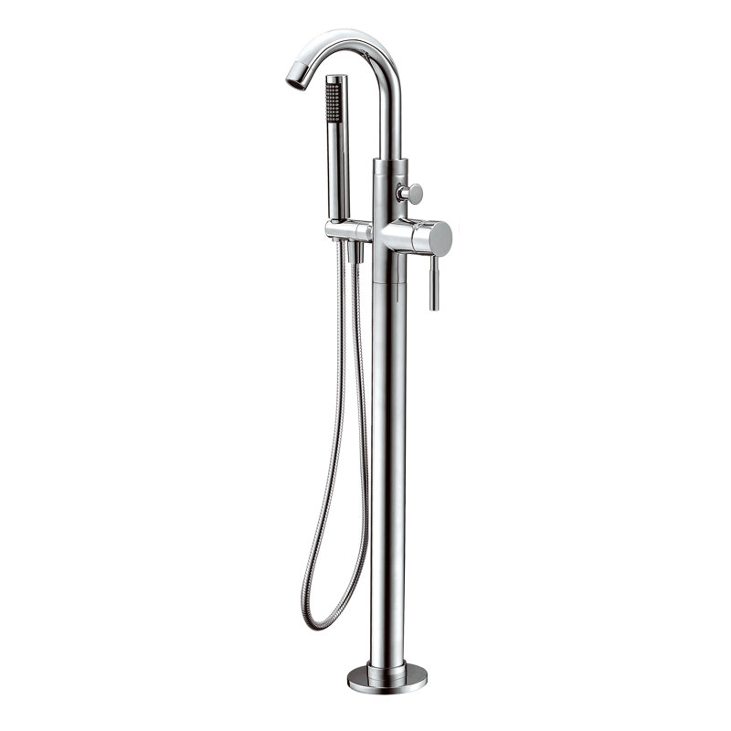 1 Handle Floor Tub Filler with Diverter, Polished Chrome