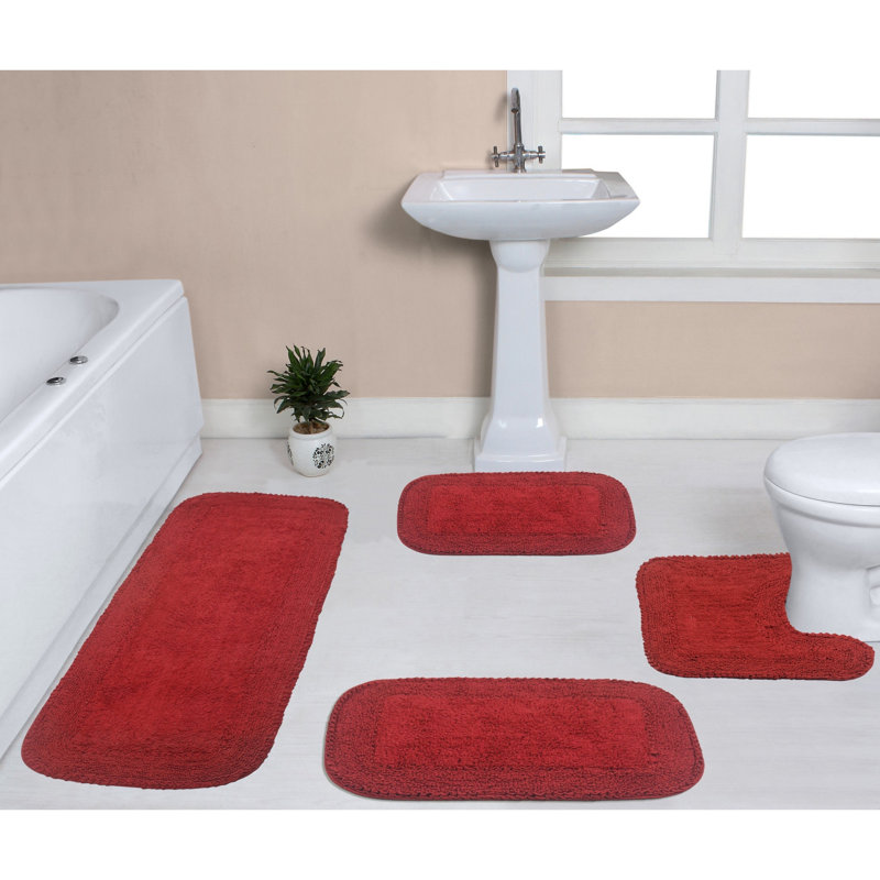 Tapis pour salle de bain 100% coton avec envers en latex Radiant Collection, Rouge