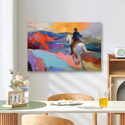 Impression sur toile grande galerie, art mural tendance sur toile Cowboy Rodeo Western abstrait pour le salon et la chambre à coucher
