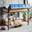 Structure de lit mezzanine avec tablettes de rangement et panneau perforé, lit mezzanine en métal avec ports USB et lumières DEL, sécuritaire et robuste