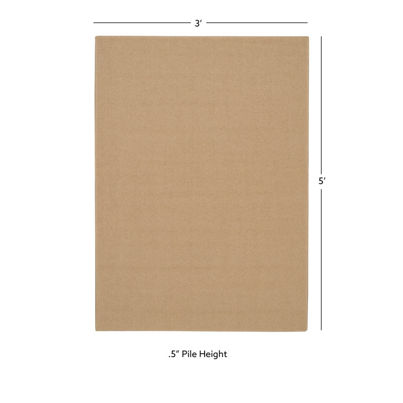 Ebern Designs Aahir Machine Woven Finish Wool Natural Rug