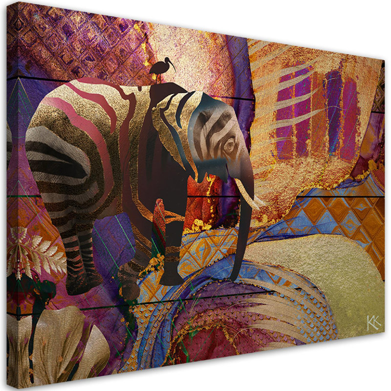 Golden Elephant Abstract - Wrapped Canvas Print