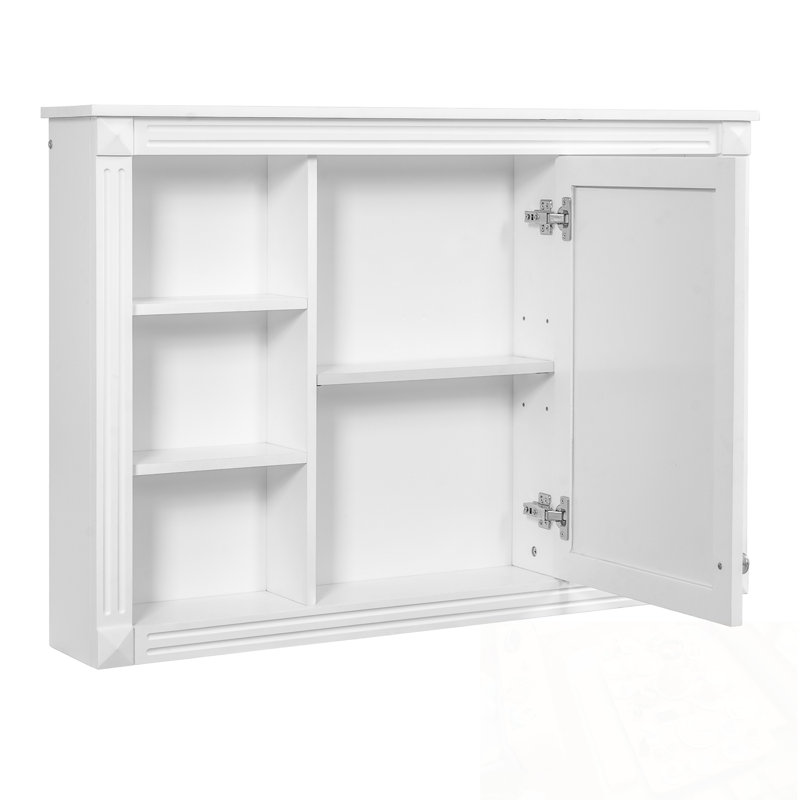 Armoire de rangement murale avec miroir et 4 tablettes ouvertes
