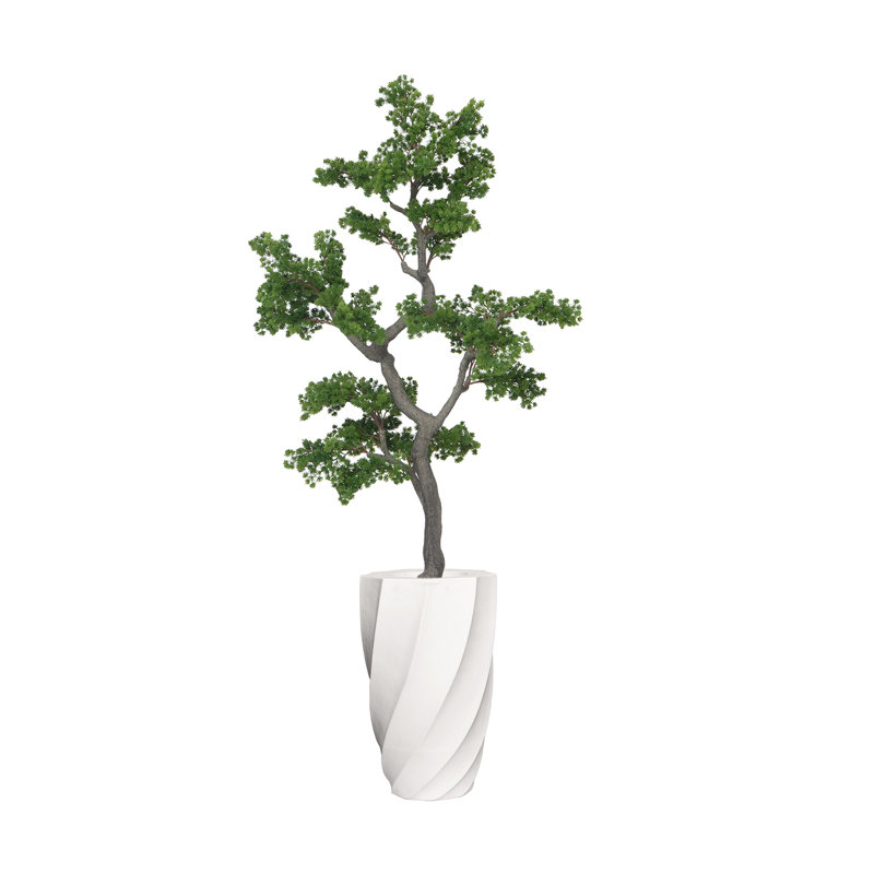 Faux bonsaï artificiel 69 "| Faux bonsaï artificiel dans un pot de fleurs en pierre torsadée noire