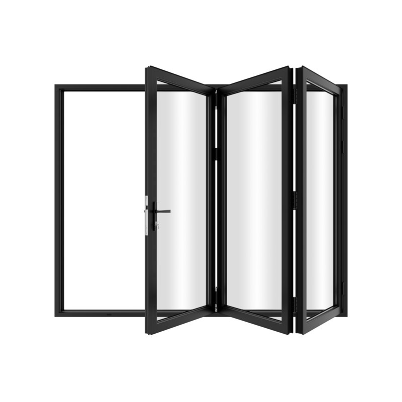 Porte de patio pliante en aluminium à 3 panneaux de 96 po de largeur KaMic VersaFold, L 96 po x H 96 po, Noir