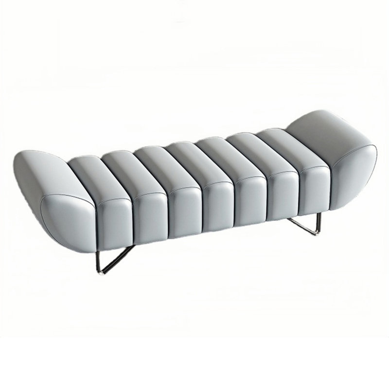 Banc rembourré en cuir Tatelynn, Bleu clair