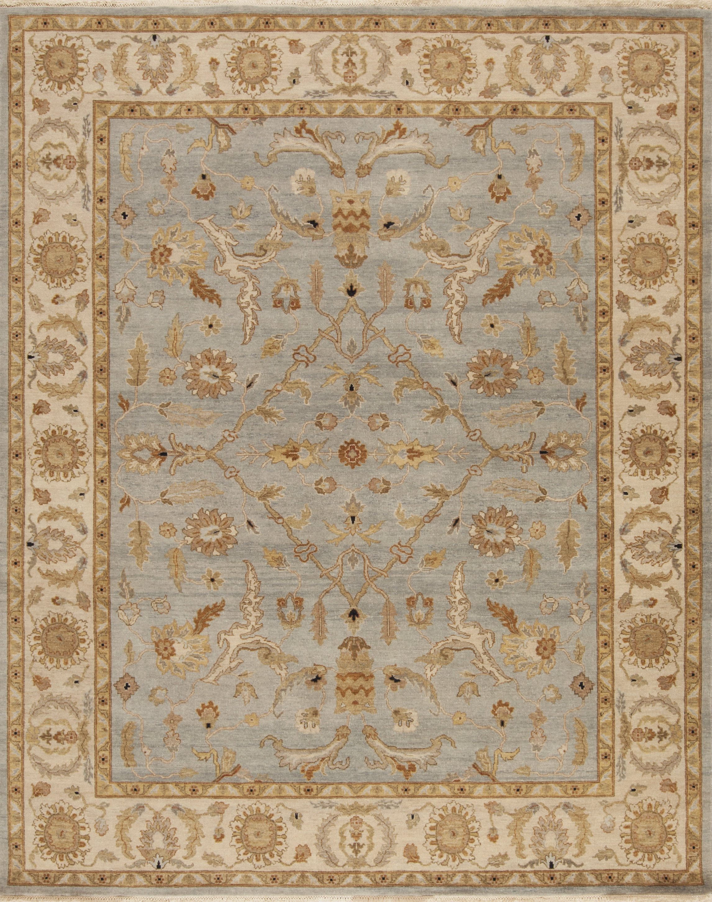 Samad Rugs Caribbean Sea Oriental Hand-Knotted Wool Light Gray/Beige ...
