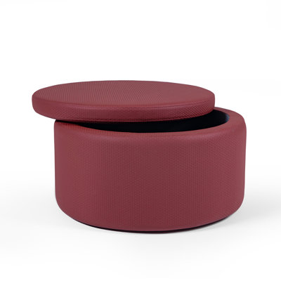 Fully Assembled 27" Fine Woven Micro-Texture Faux Leather Storage Ottoman