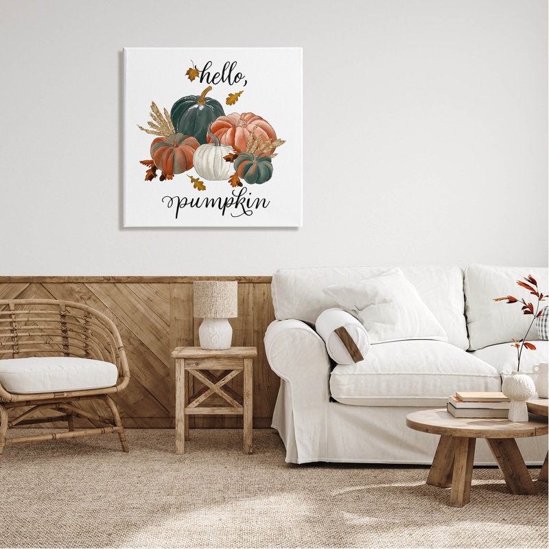 «Hello Pumpkin Fall Harvest», art mural sur toile par The Morning Evening Post, H 30 po x l 30 po x P 1,5 po